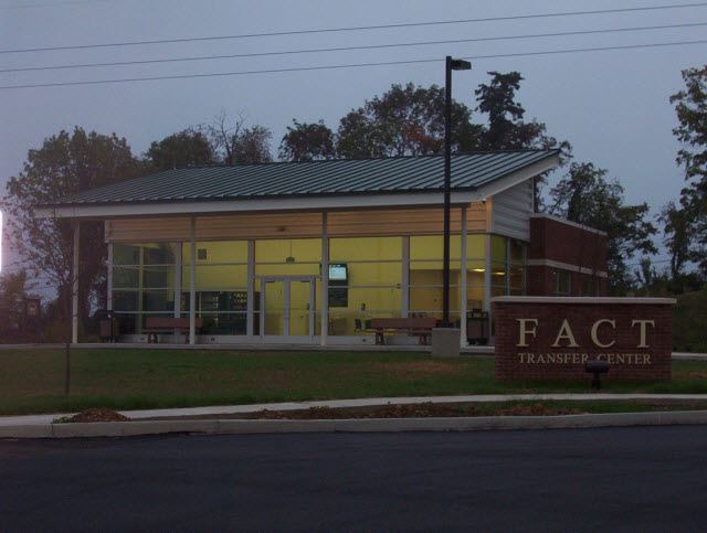 Side view of Transfer Center with FACT sign