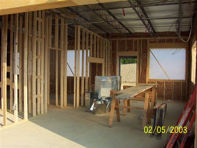 Wooden outline of rooms during construction