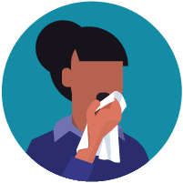 Girl covering her cough