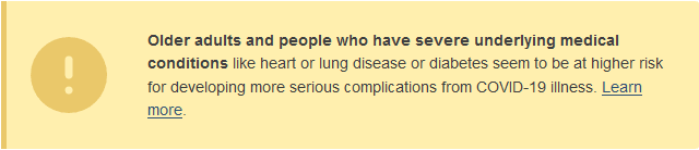 CDC's People Who Are at Higher Risk for Severe Illness page