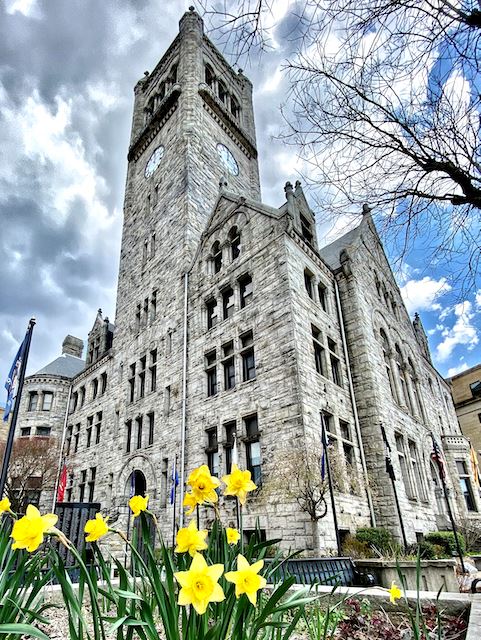 Courthouse with Daffodils